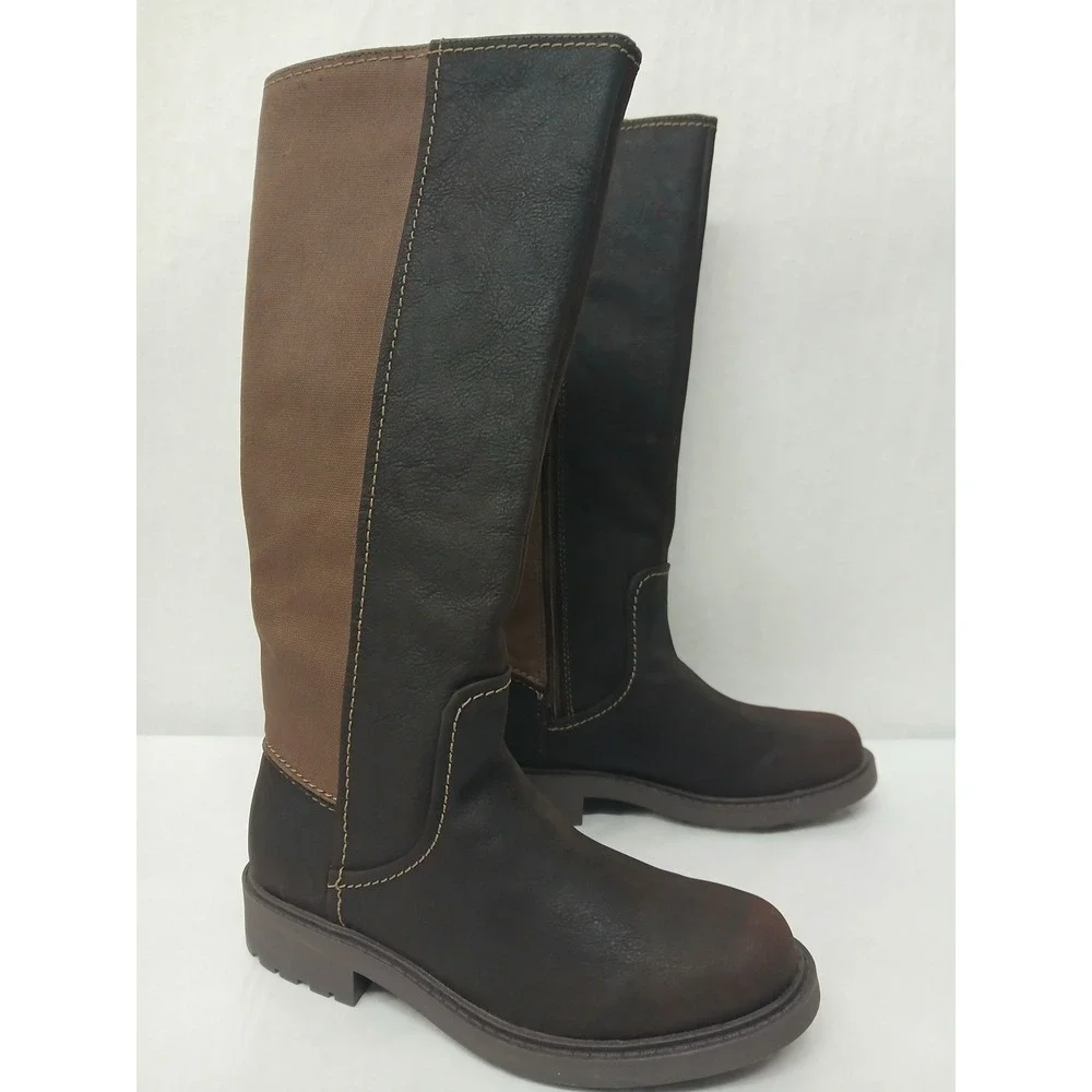 Clarks Opal Glow Brown Black Leather Riding Boots 26167833‎ Womens Size 6M